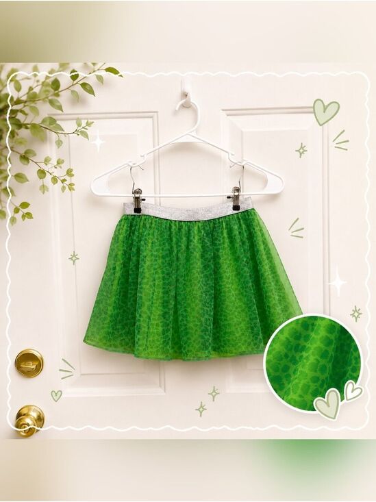 Other - Girls Green Tulle Skirt Silver Elastic Waistband